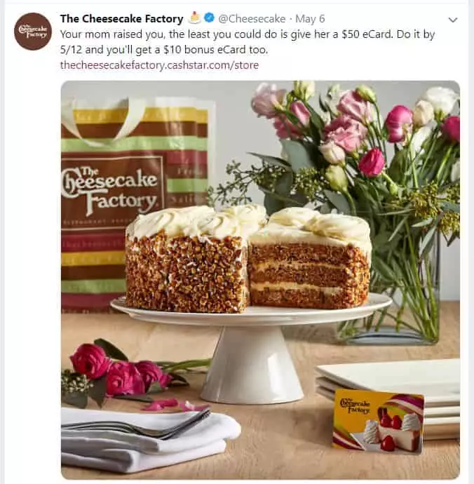 The cheesecake factory promotion