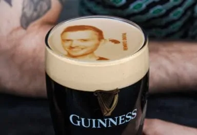 Guinness beer foam selfie