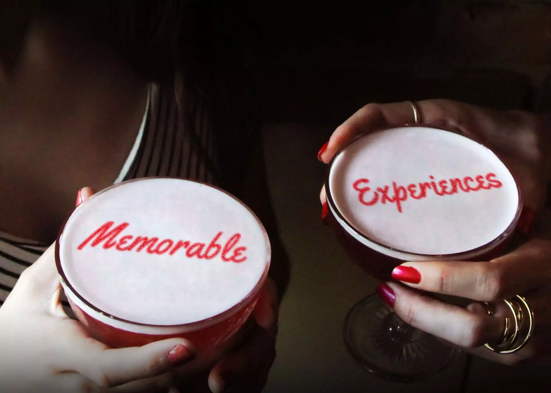 memorable experiences message on cocktails