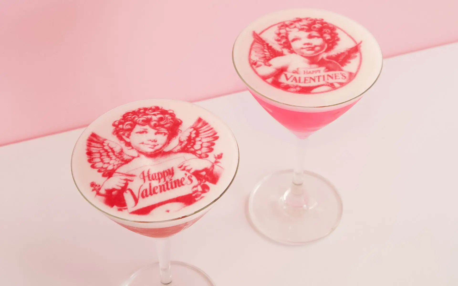 Valentine's day themed pink cocktail