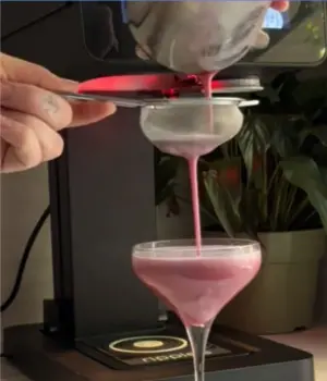 Double-strain pink cocktail